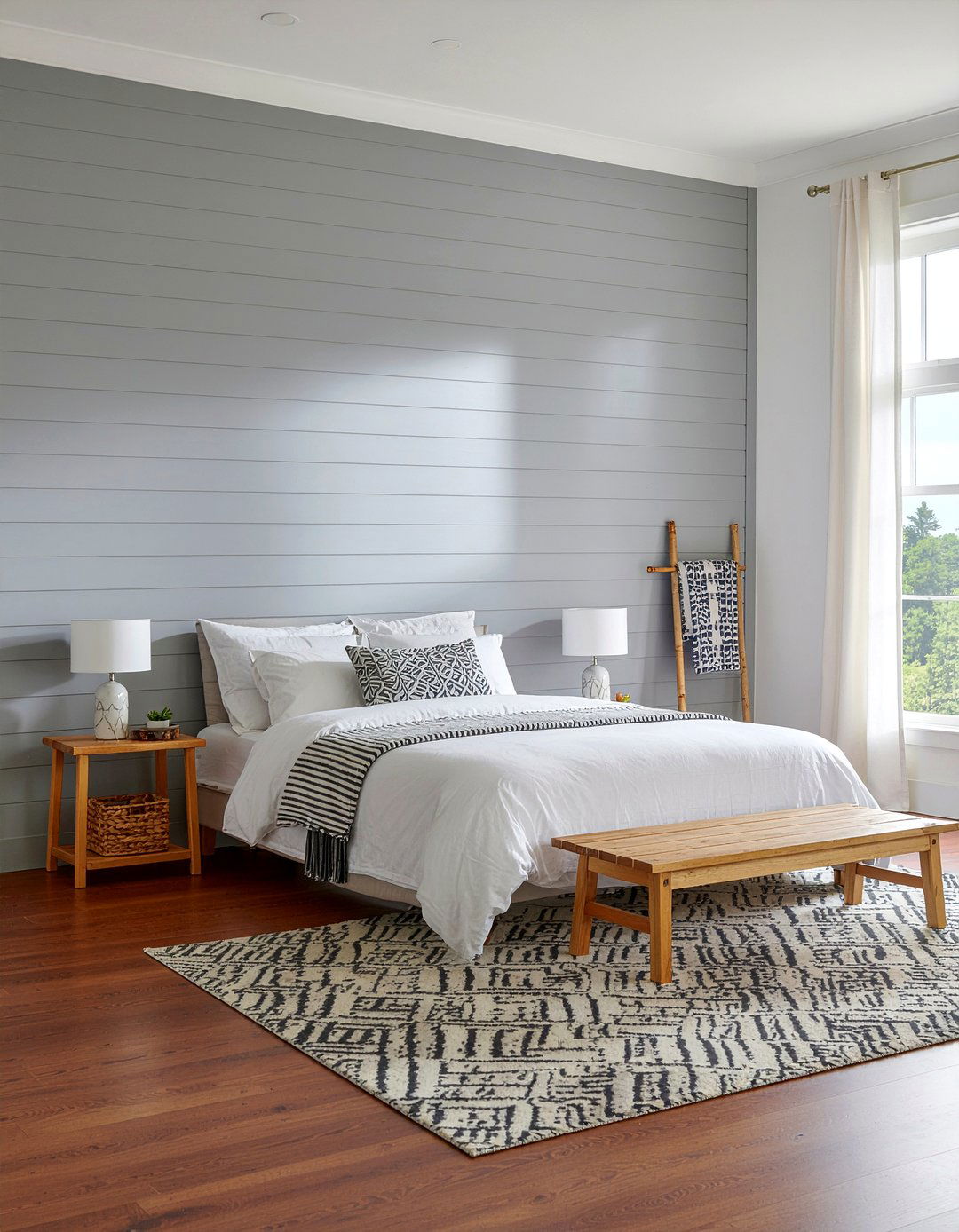 Grey Shiplap Wall - 30 bedroom paneling ideas