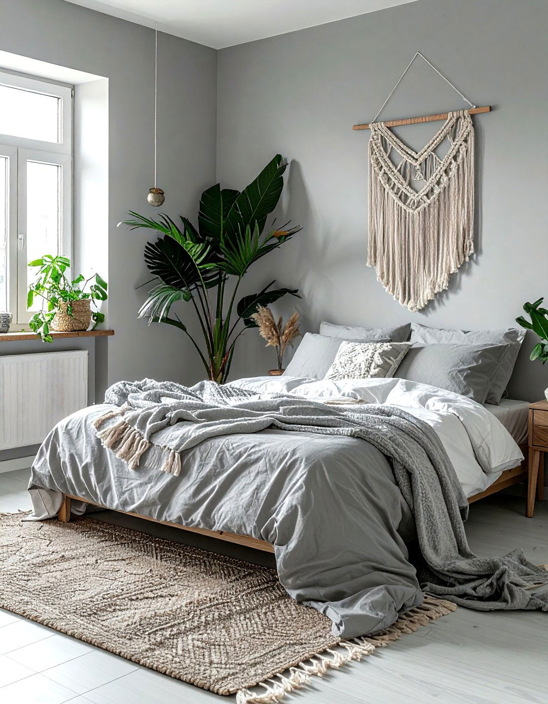 Grey Simple Boho Bedroom - 30 bohemian grey bedroom ideas
