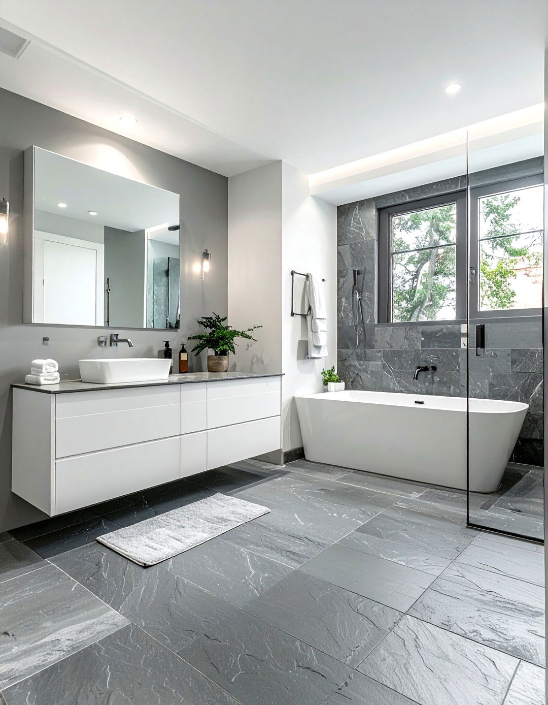 Grey Slate Bathroom - 30 natural stone bathroom ideas