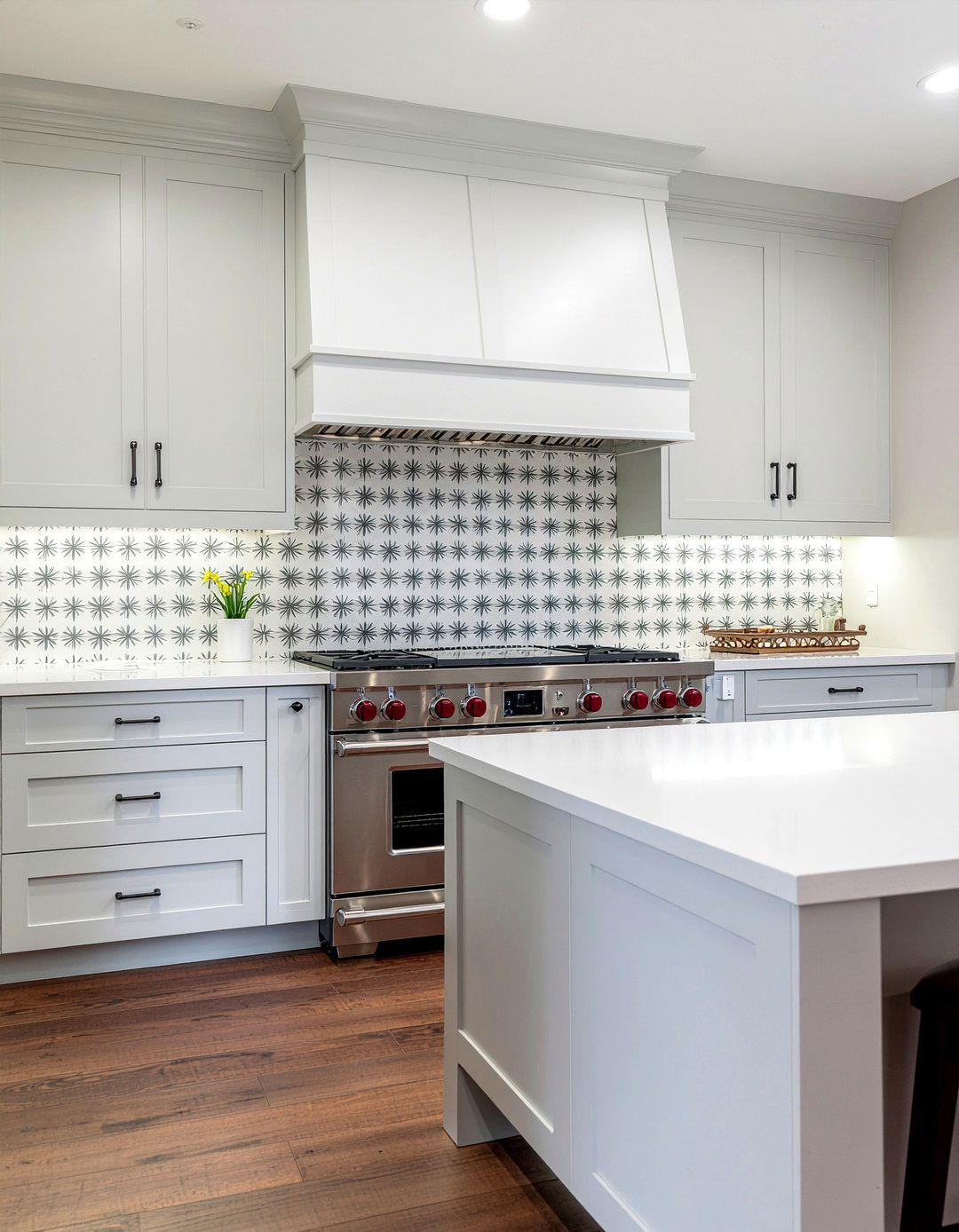 Grey Star And Cross Cement Tile - 30 cement tile kitchen backsplash ideas