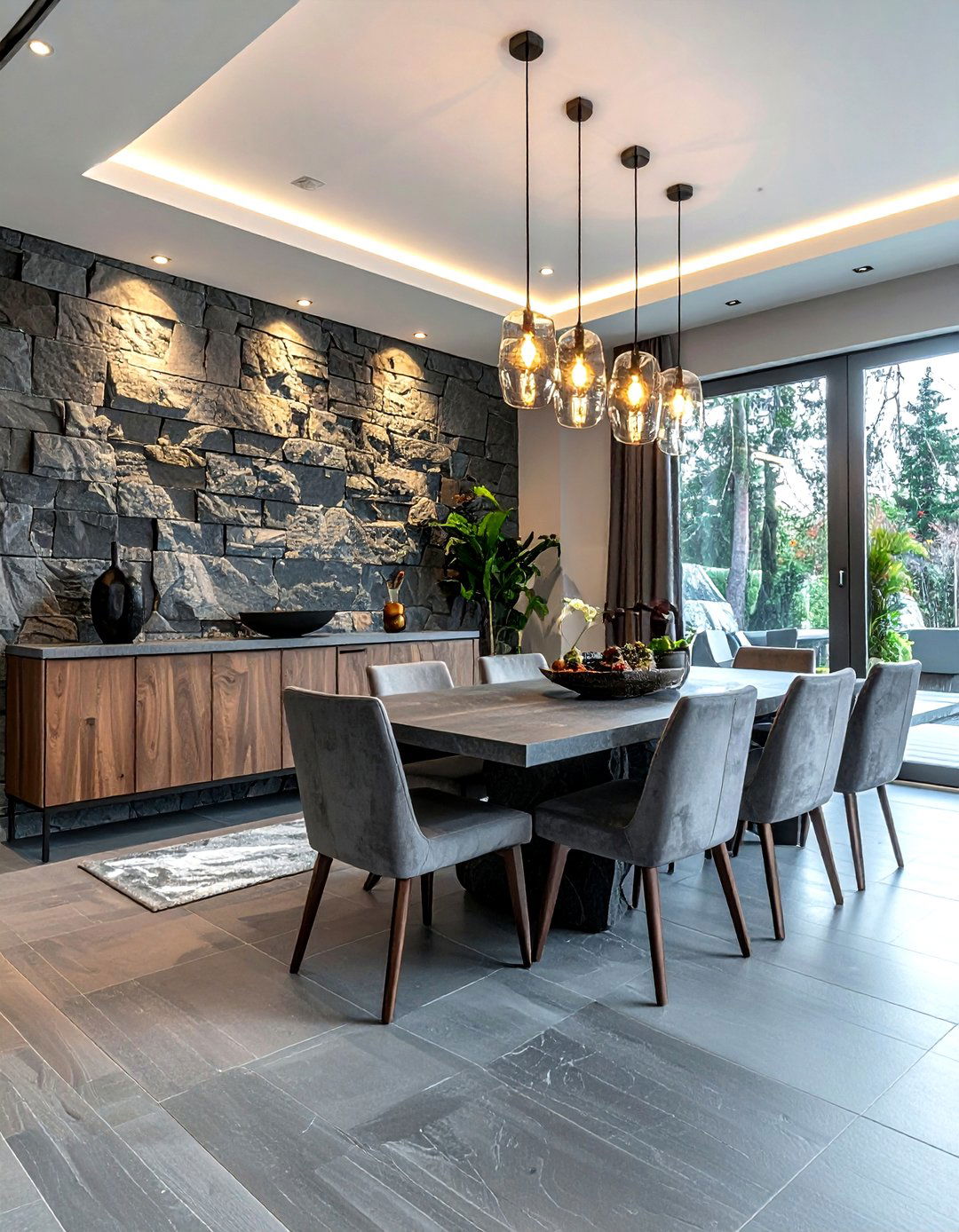 Grey Stone Dining Room - 30 grey dining room decor ideas