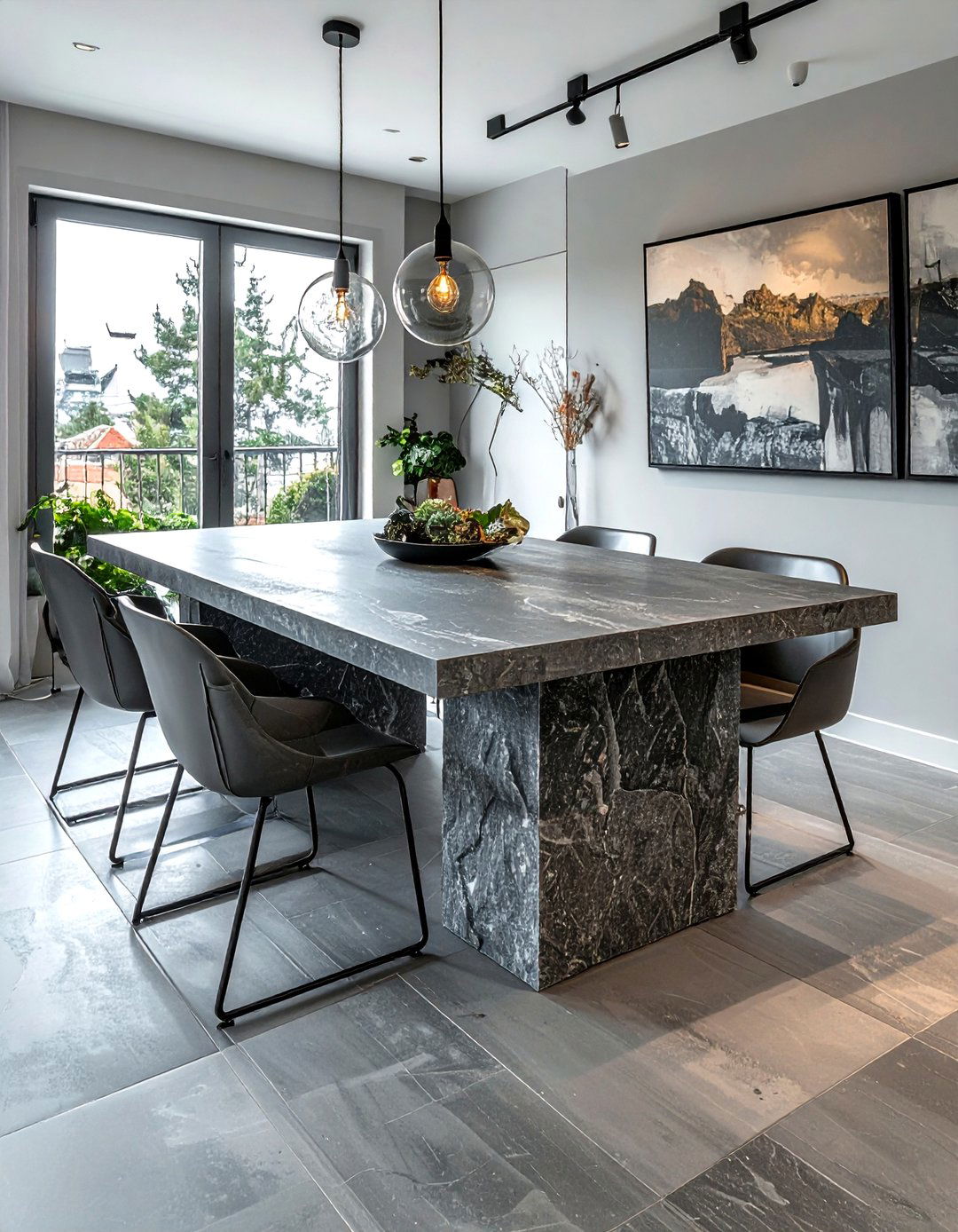 Grey Stone Dining Table - 30 oval dining table ideas