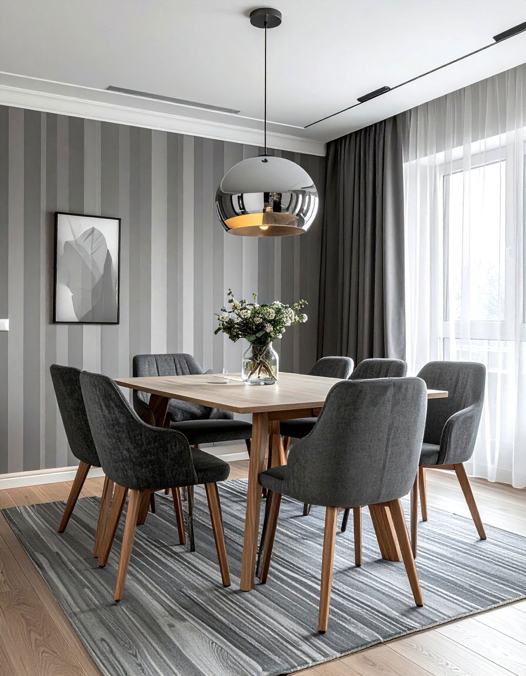 Grey Striped Wallpaper Dining Room - 30 striped wallpaper dining room ideas