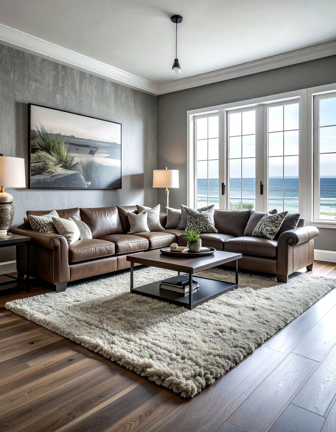Grey Textured Coastal Living Room - 30 coastal grey living room ideas