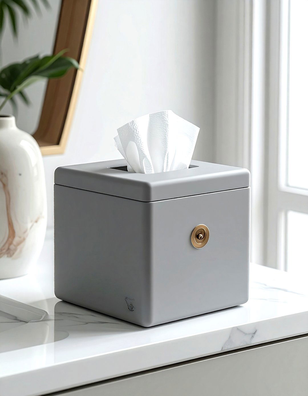 Grey Tissue Box Cover - 30 grey bathroom accessories ideas