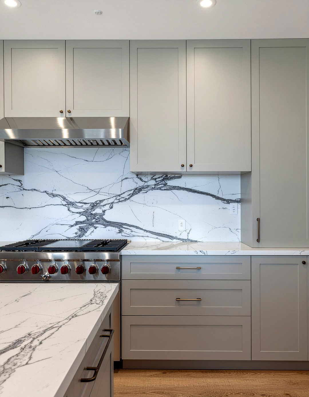 Grey Vein Quartz Backsplash - 30 quartz backsplash kitchen ideas