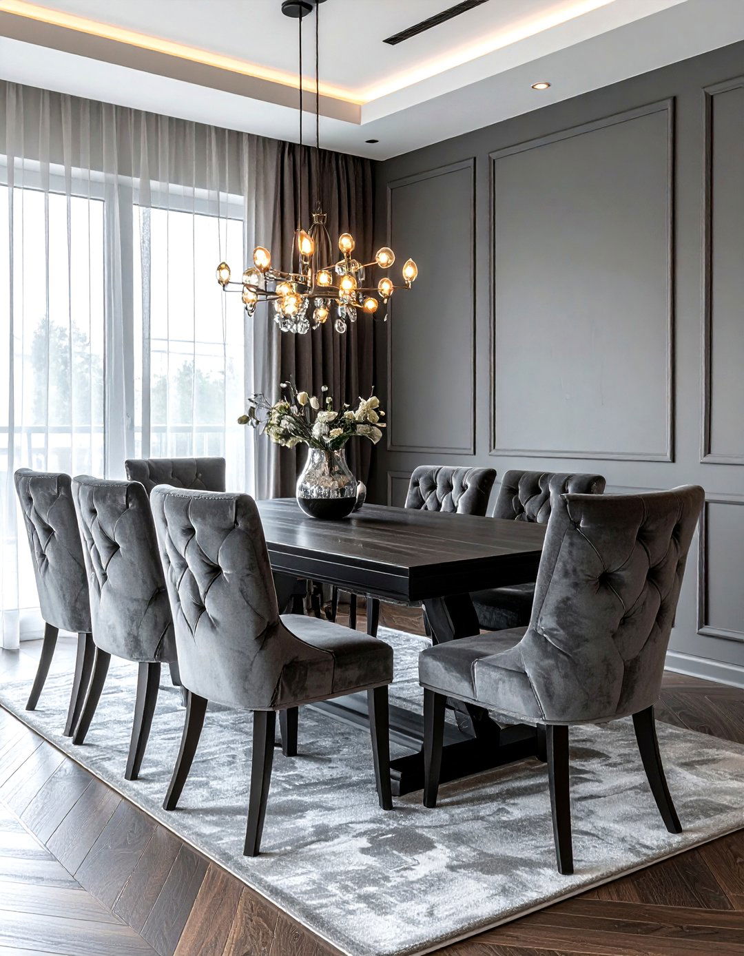 Grey Velvet Dining Chairs - 30 grey dining room decor ideas