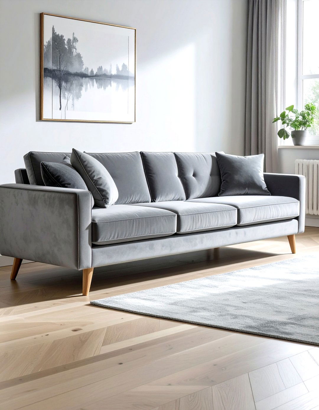 Grey Velvet Sofa - 30 scandinavian grey living room ideas