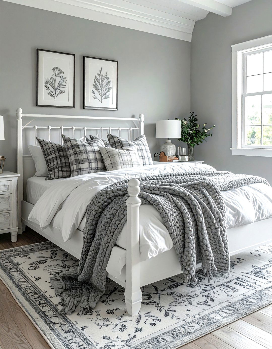 Grey White Farmhouse Bedroom - 30 grey and white bedroom ideas