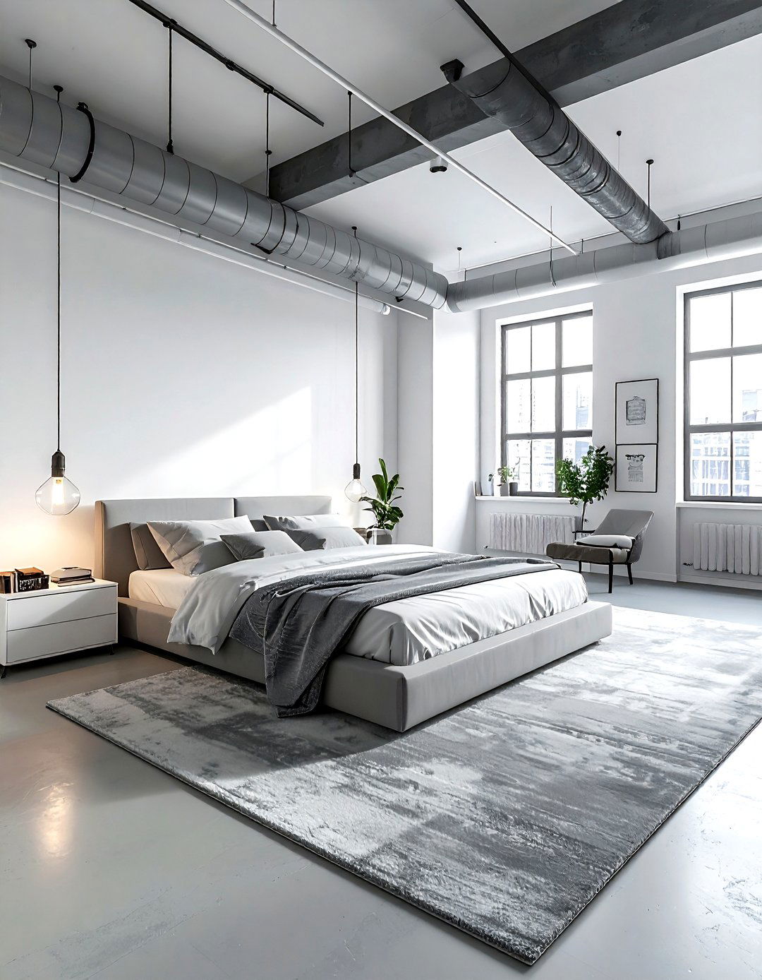 Grey White Loft Bedroom - 30 grey and white bedroom ideas