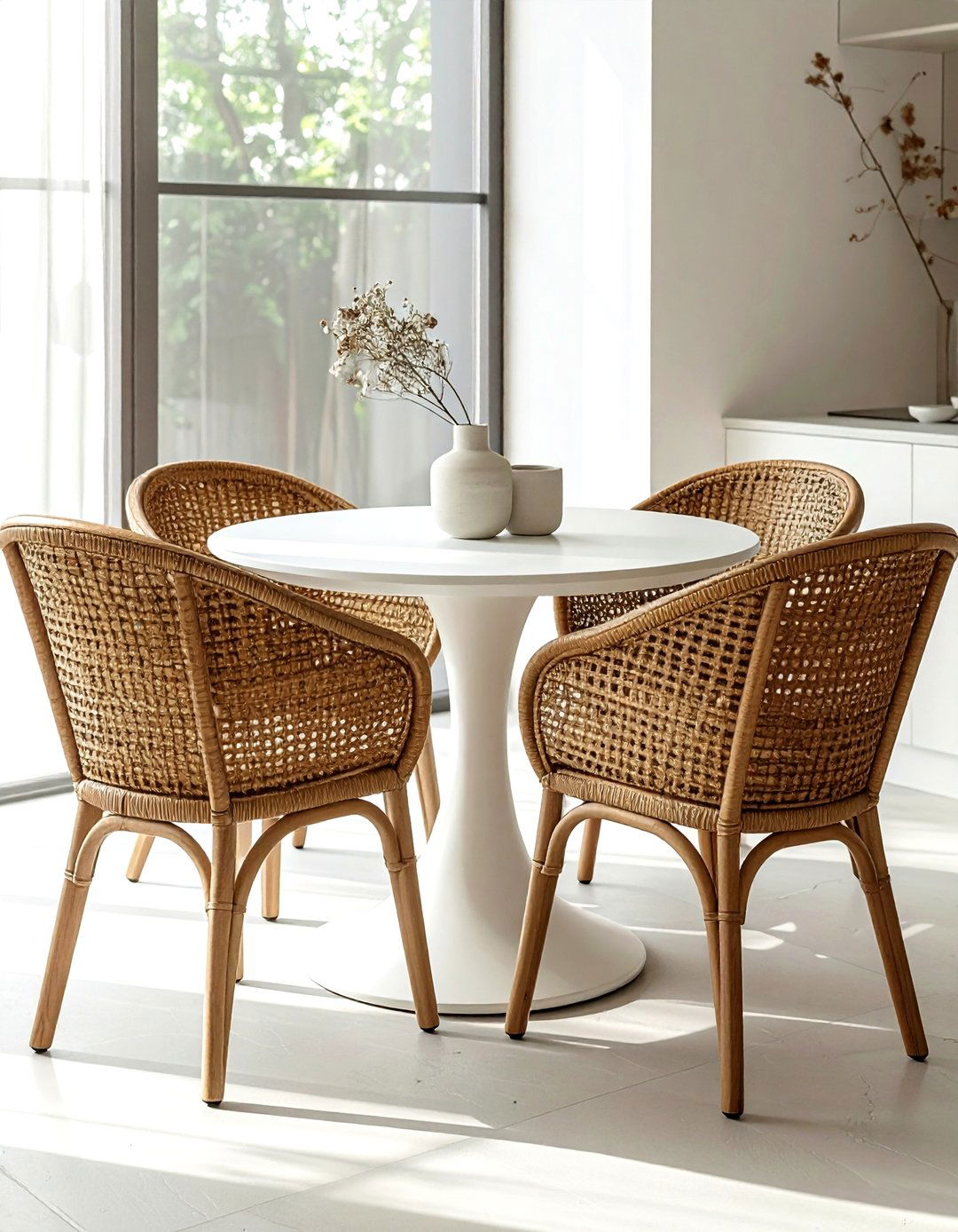 Grey Wicker Dining Set - 30 wicker dining room ideas