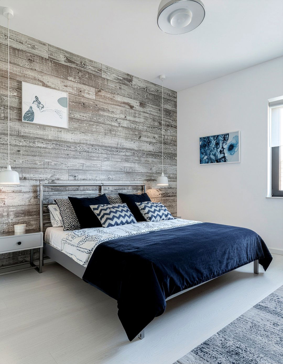 Grey Wood Accent Wall - 30 bedroom wood wall ideas