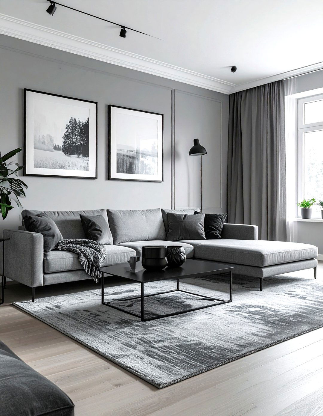 Grey and Black Living Room - 30 grey living room ideas