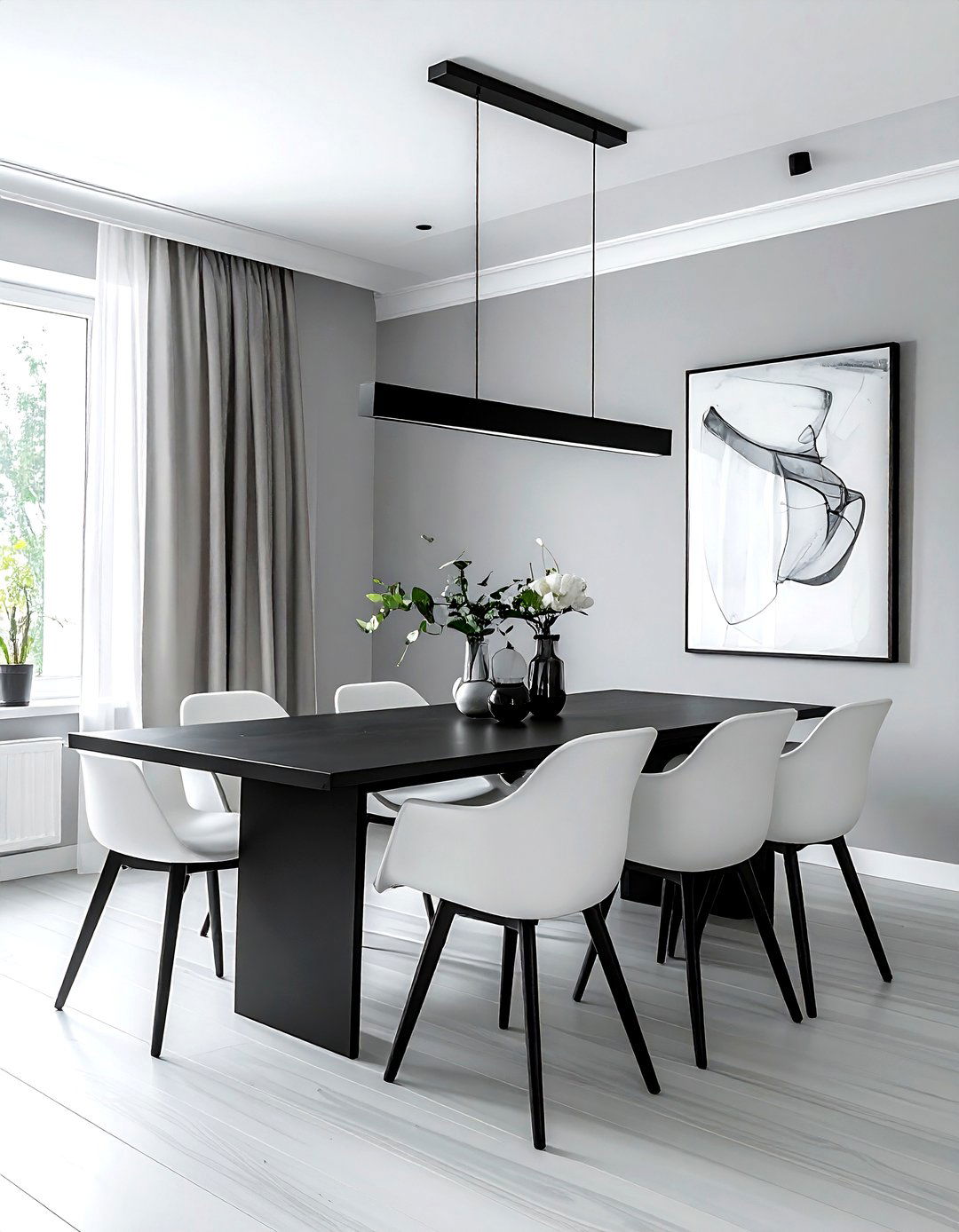 Grey and White Dining Room Black Accents - 30 grey and white dining room ideas