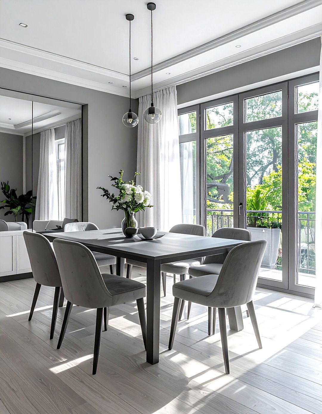 Grey and White Dining Room Large Windows - 30 grey and white dining room ideas