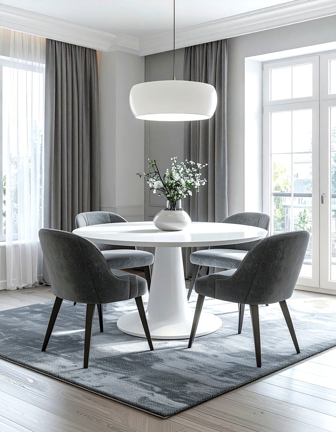 Grey and White Dining Room Round Table - 30 grey and white dining room ideas