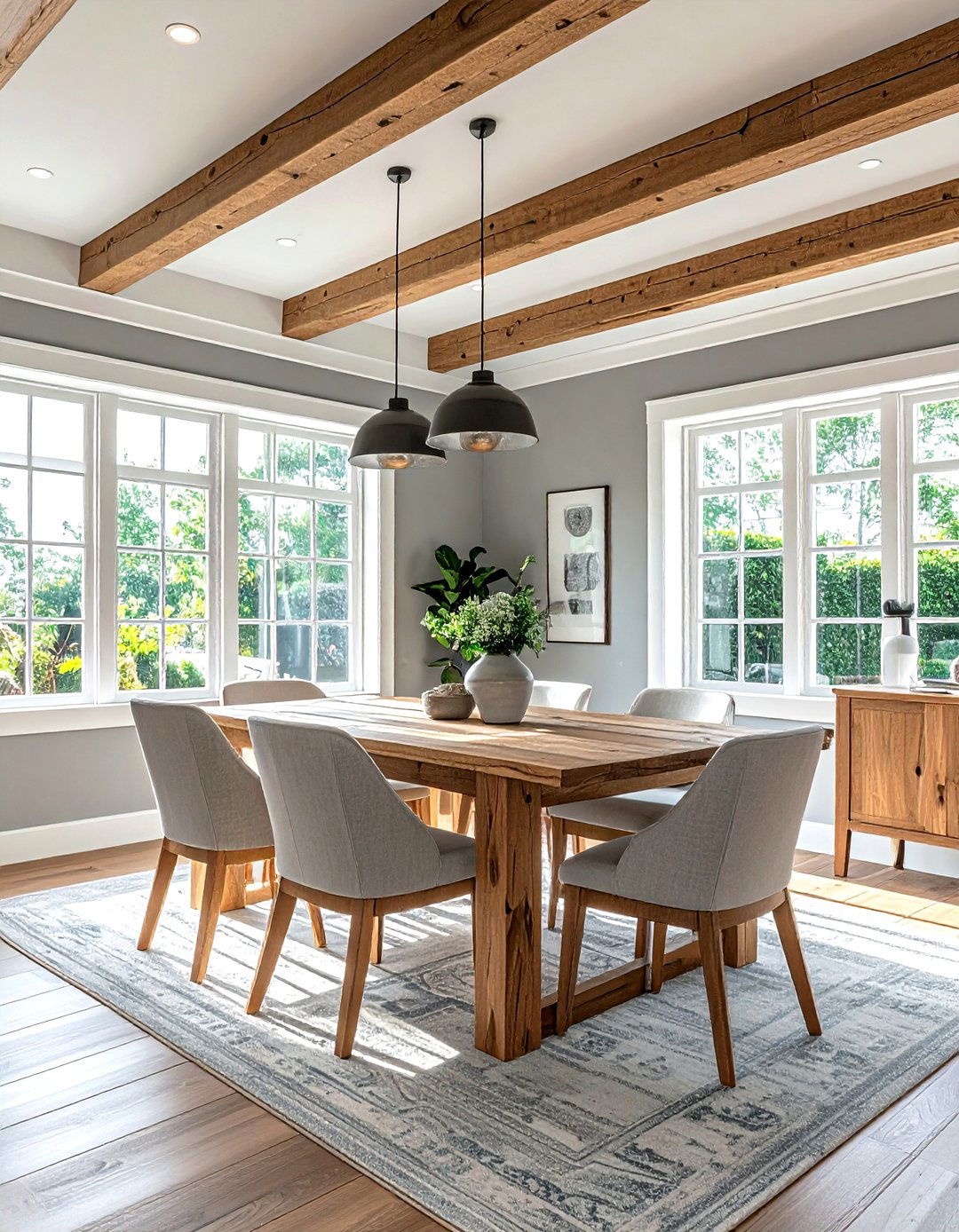Grey and White Dining Room Wood Accents - 30 grey and white dining room ideas