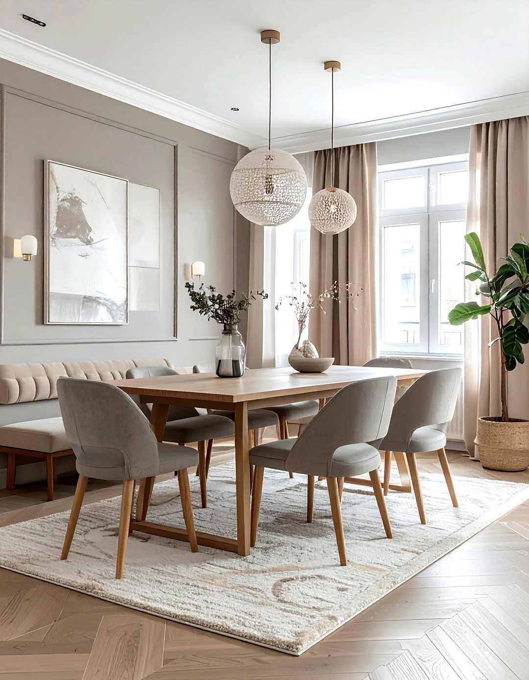 Grey and beige dining room - 30 grey dining room ideas