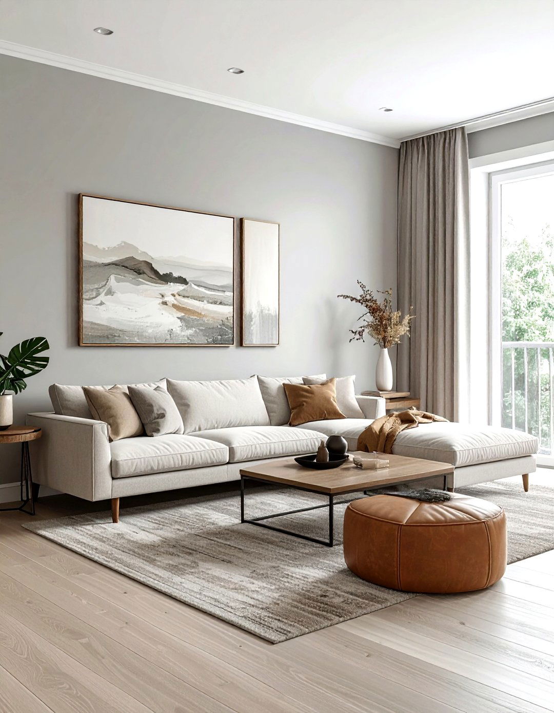 Grey and beige living room - 30 minimalist grey living room ideas