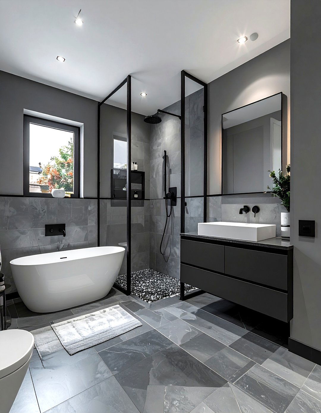 Grey and black bathroom - 30 grey bathroom decor ideas