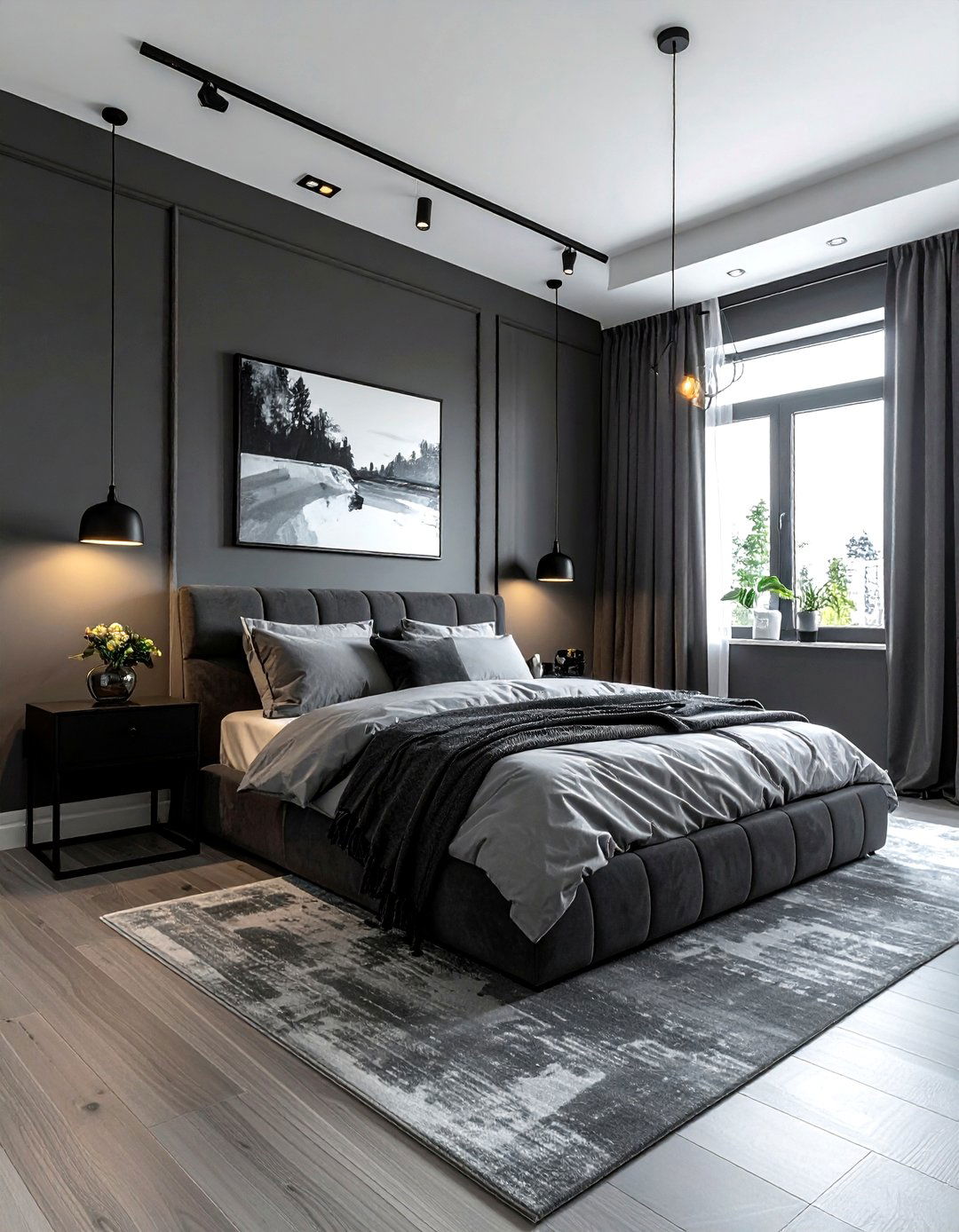 Grey and black bedroom - 30 grey bedroom design ideas