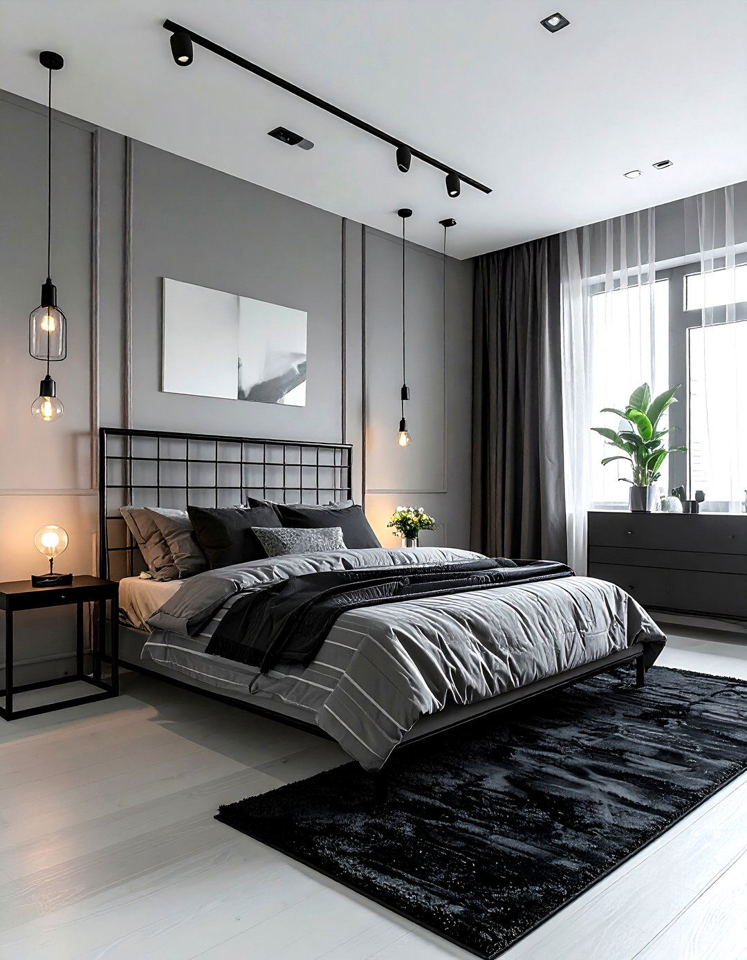 Grey and black bedroom - 30 grey bedroom decor ideas