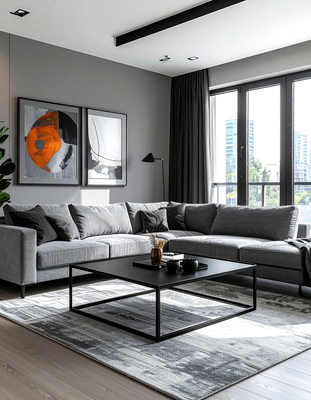 Grey and black living room - 30 modern grey living room ideas