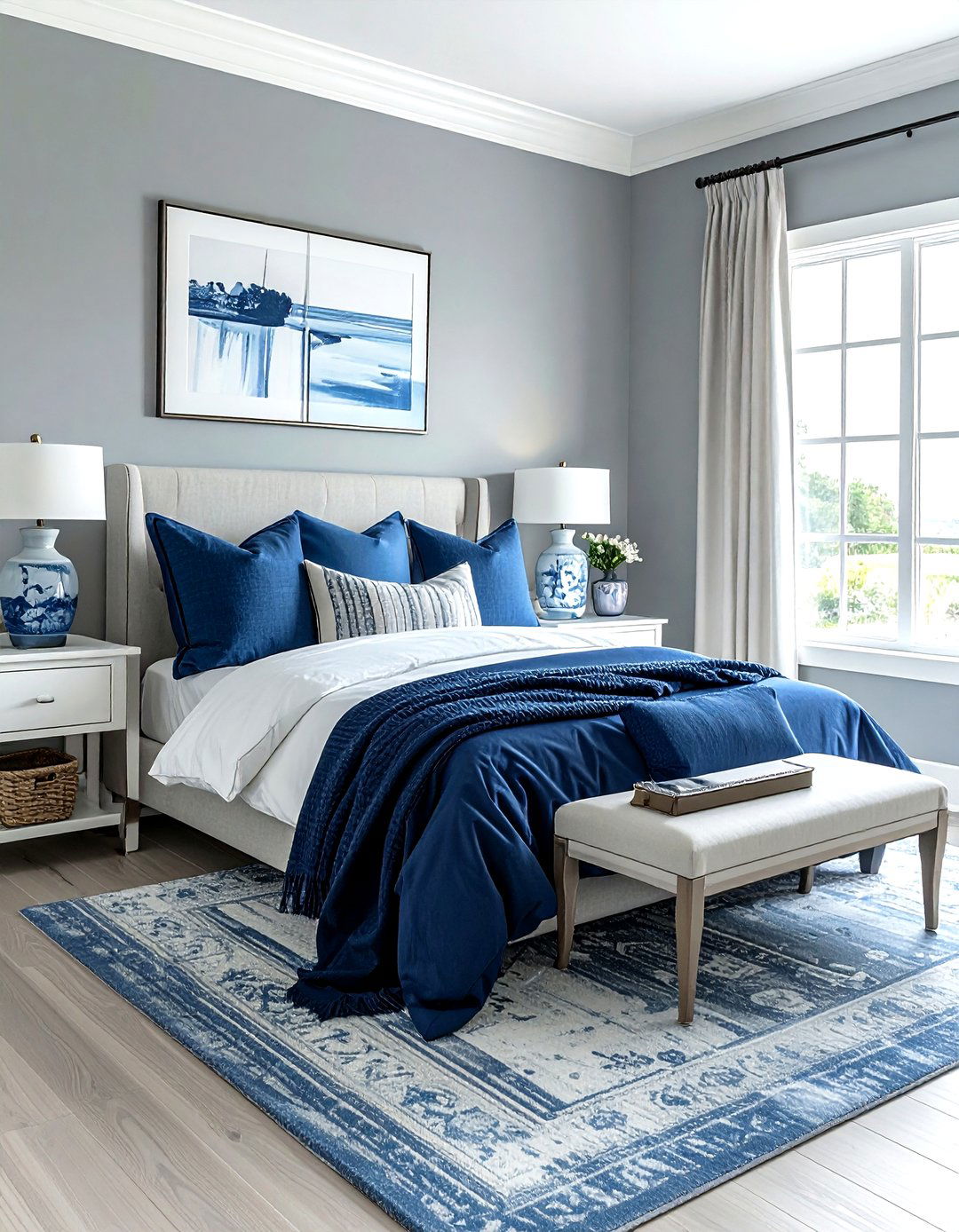 Grey and blue bedroom - 30 grey bedroom ideas