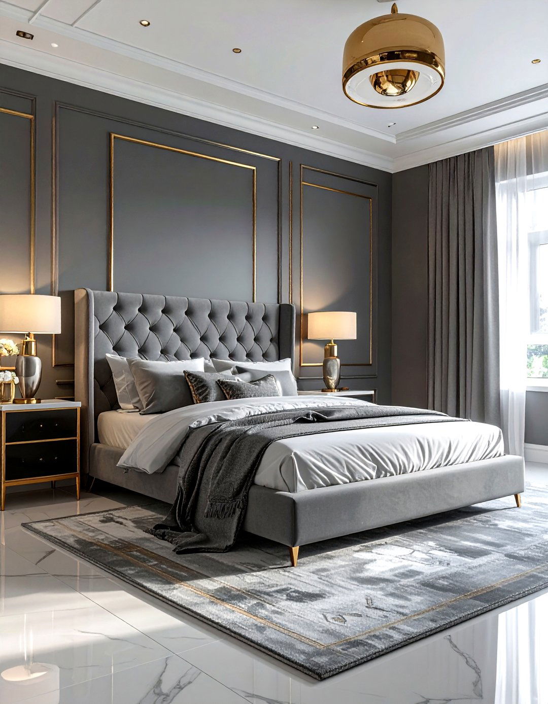 Grey and gold bedroom - 30 gold bedroom ideas