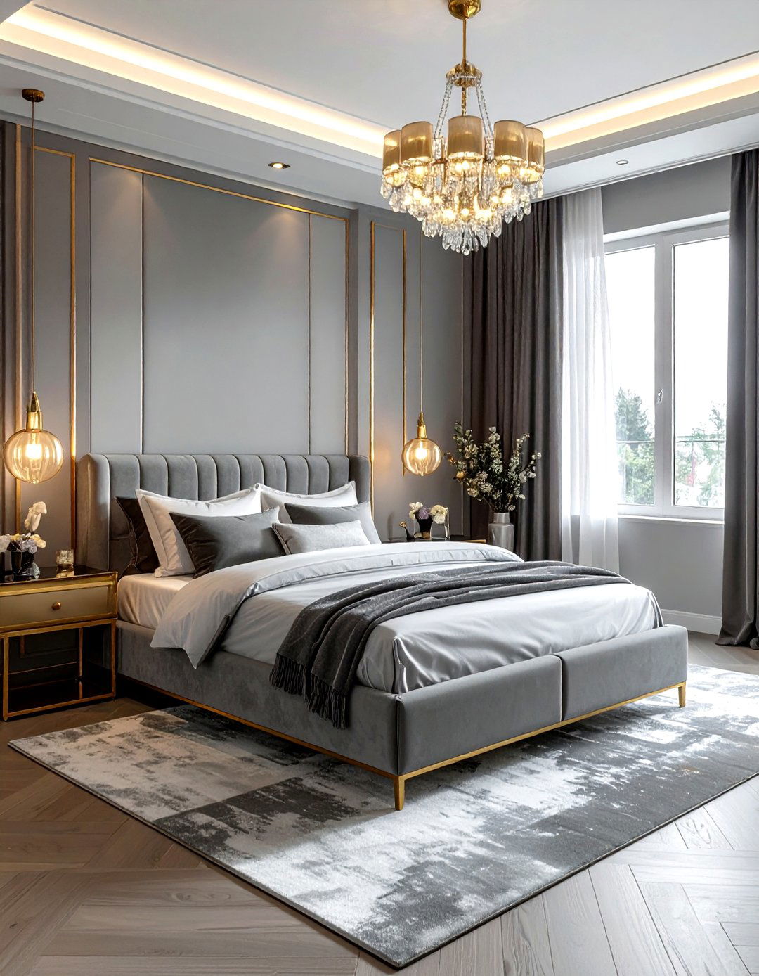 Grey and gold bedroom - 30 grey bedroom ideas
