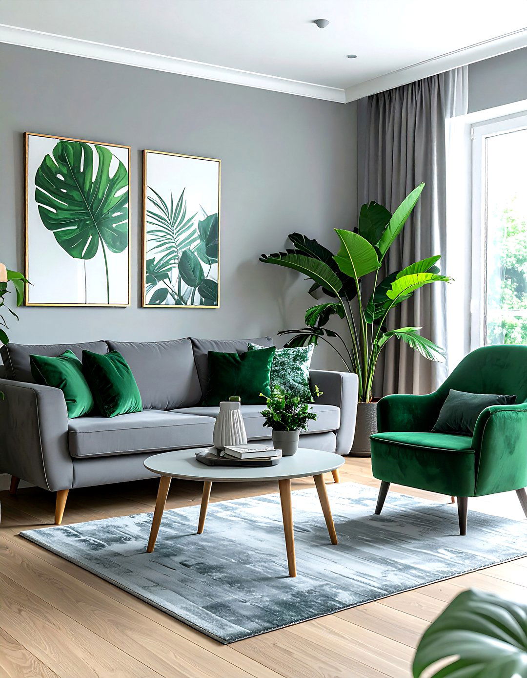 Grey and green living room - 30 modern grey living room ideas