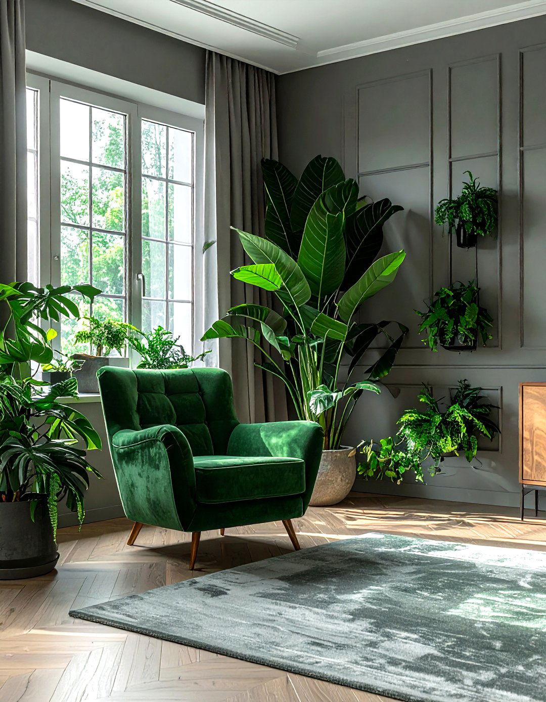 Grey and green living room - 30 grey living room decor ideas