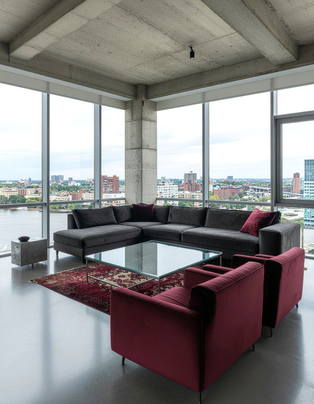 Grey and maroon living room - 30 maroon living room ideas