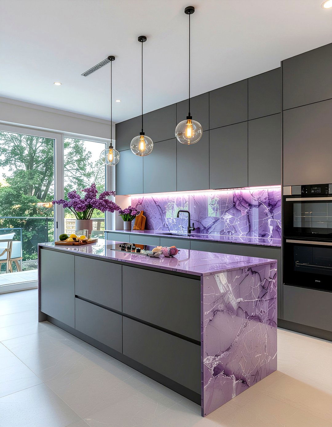 Grey and purple kitchen - 30 purple kitchen ideas