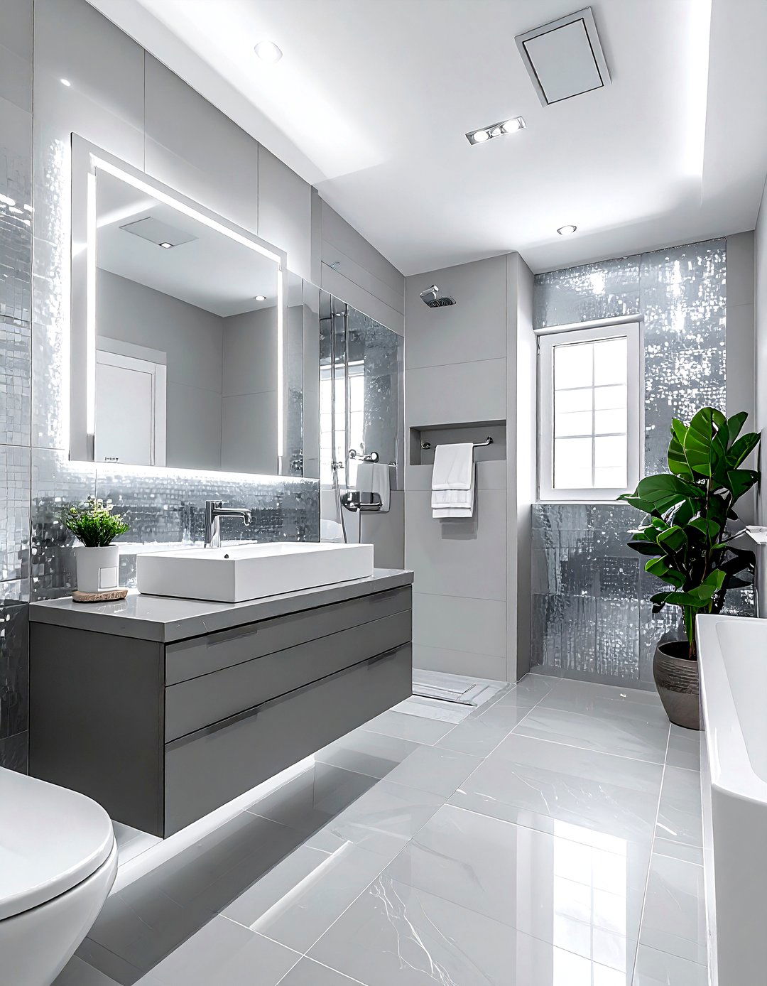 Grey and silver bathroom - 30 grey bathroom decor ideas