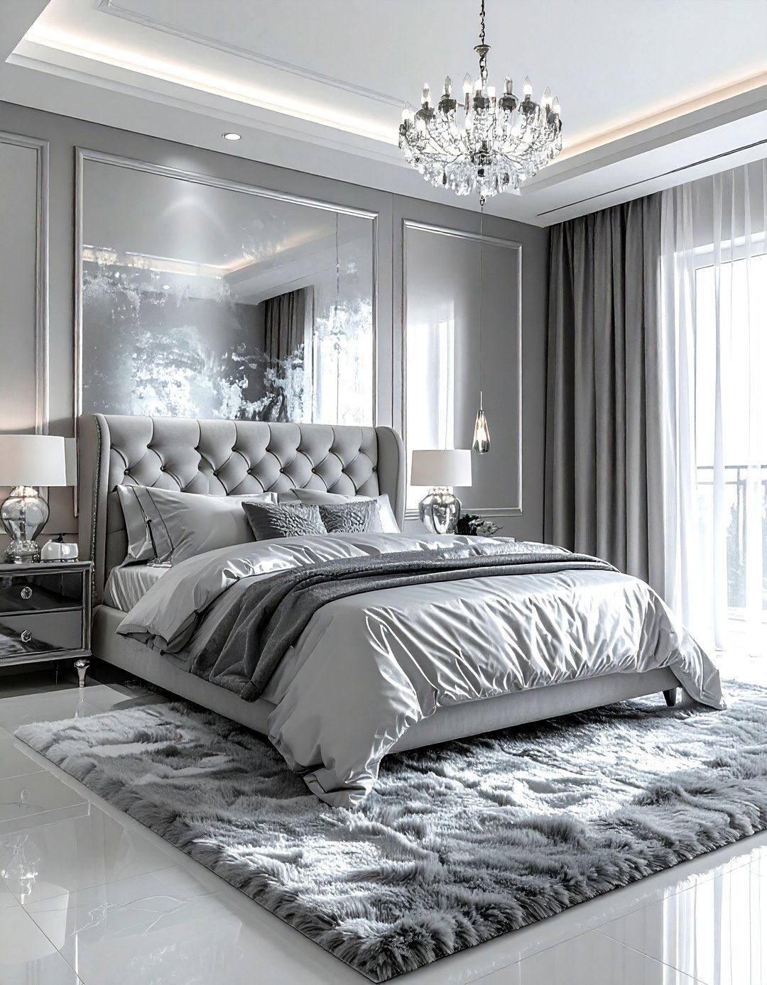 Grey and silver bedroom - 30 grey bedroom decor ideas