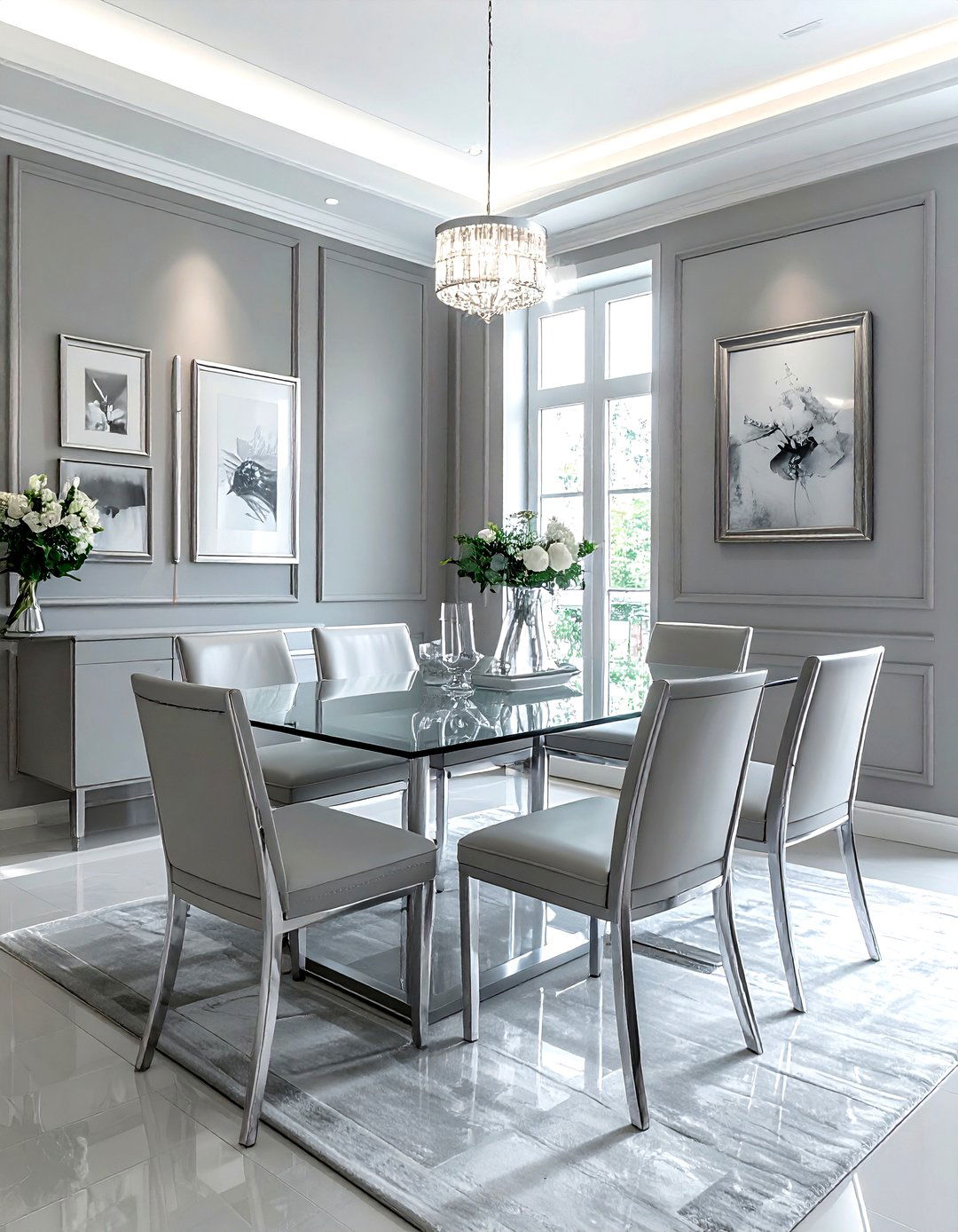 Grey and silver dining room - 30 grey dining room ideas