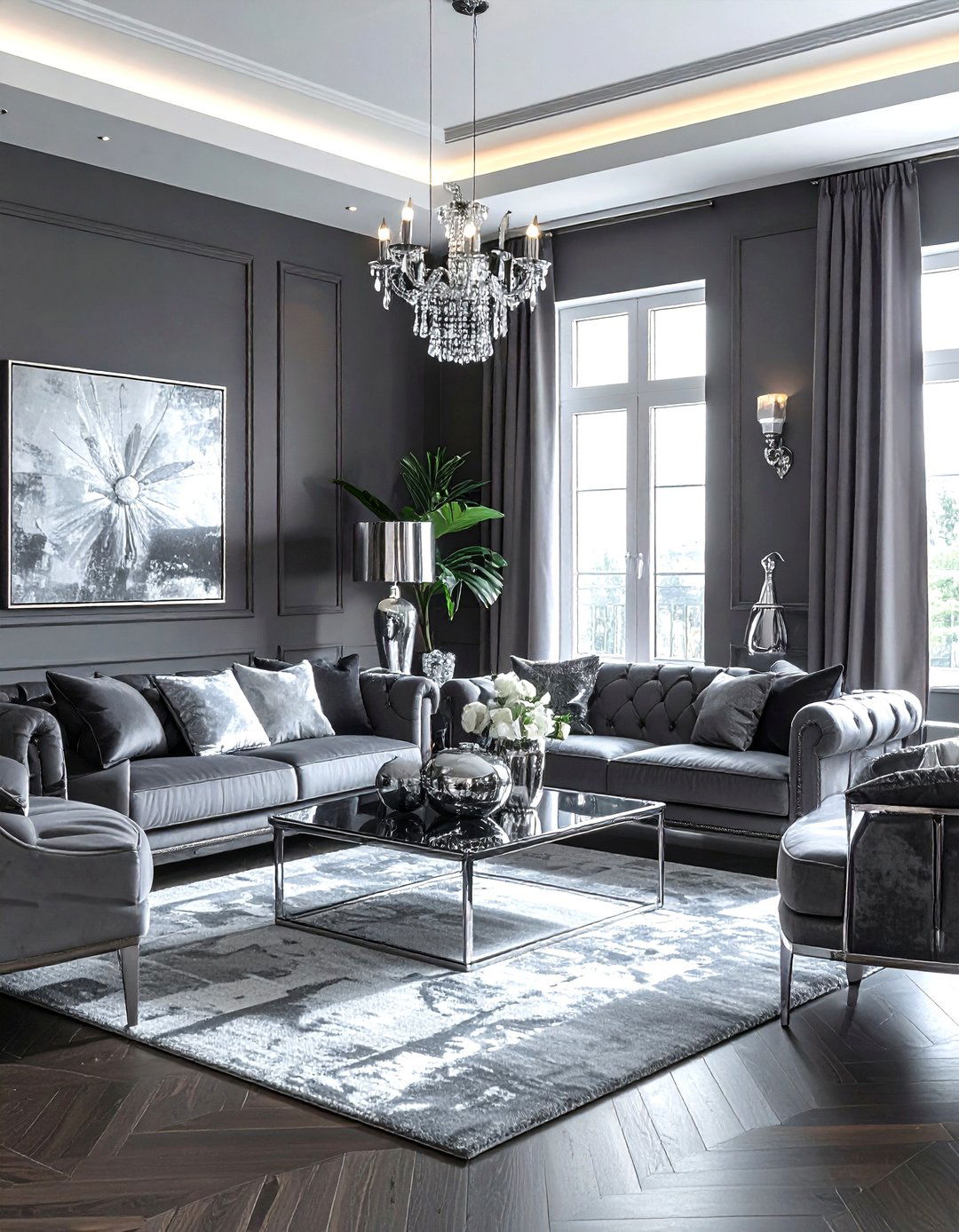 Grey and silver living room - 30 grey living room decor ideas