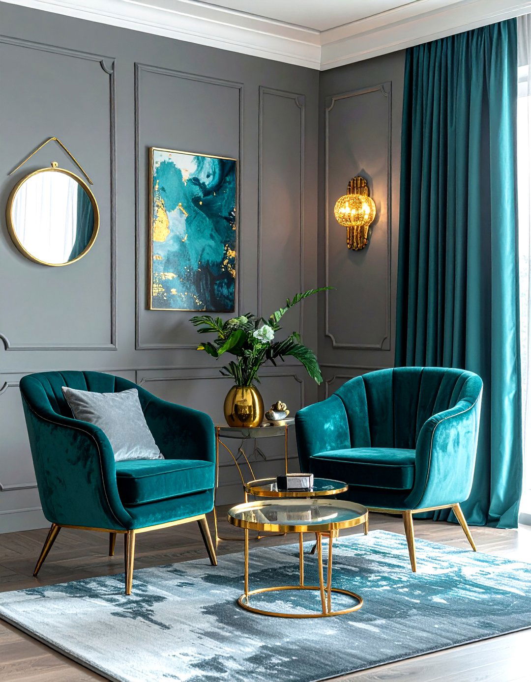 Grey and teal living room - 30 grey living room decor ideas