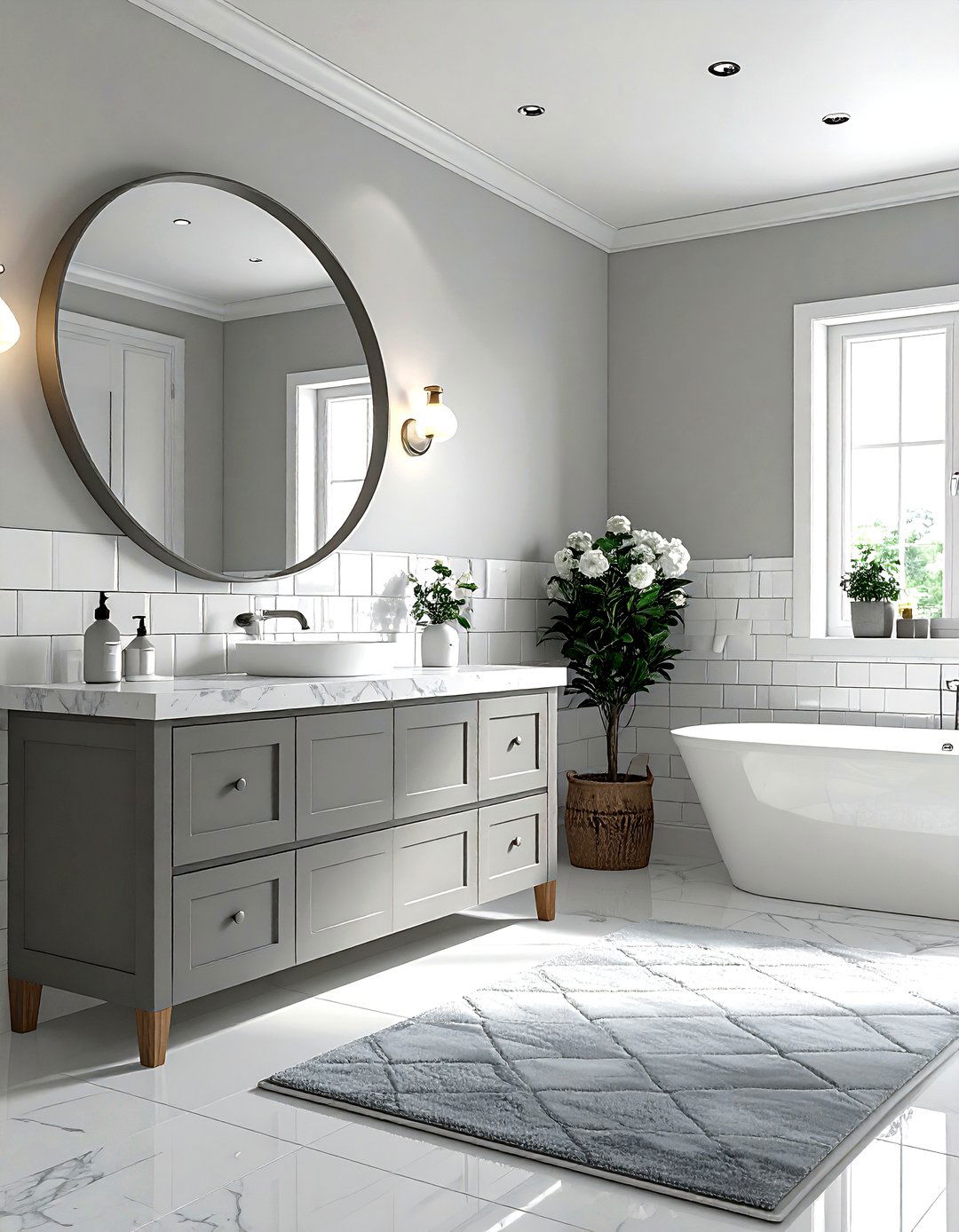 Grey and white bathroom - 30 grey bathroom decor ideas