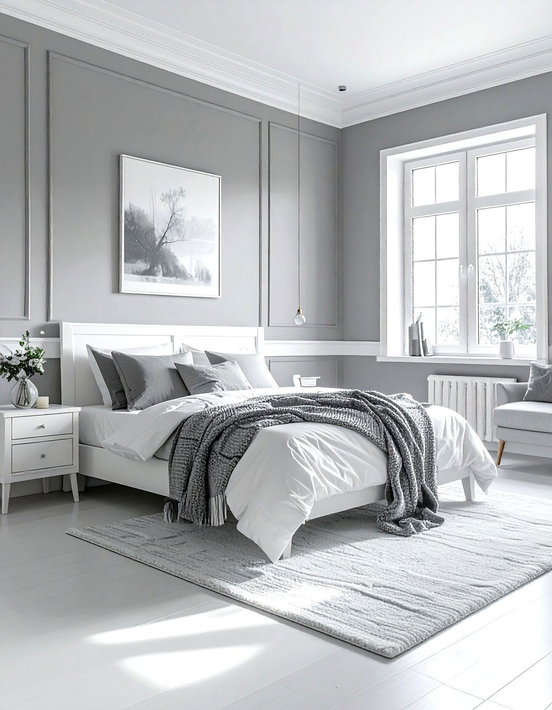 Grey and white bedroom - 30 grey bedroom design ideas