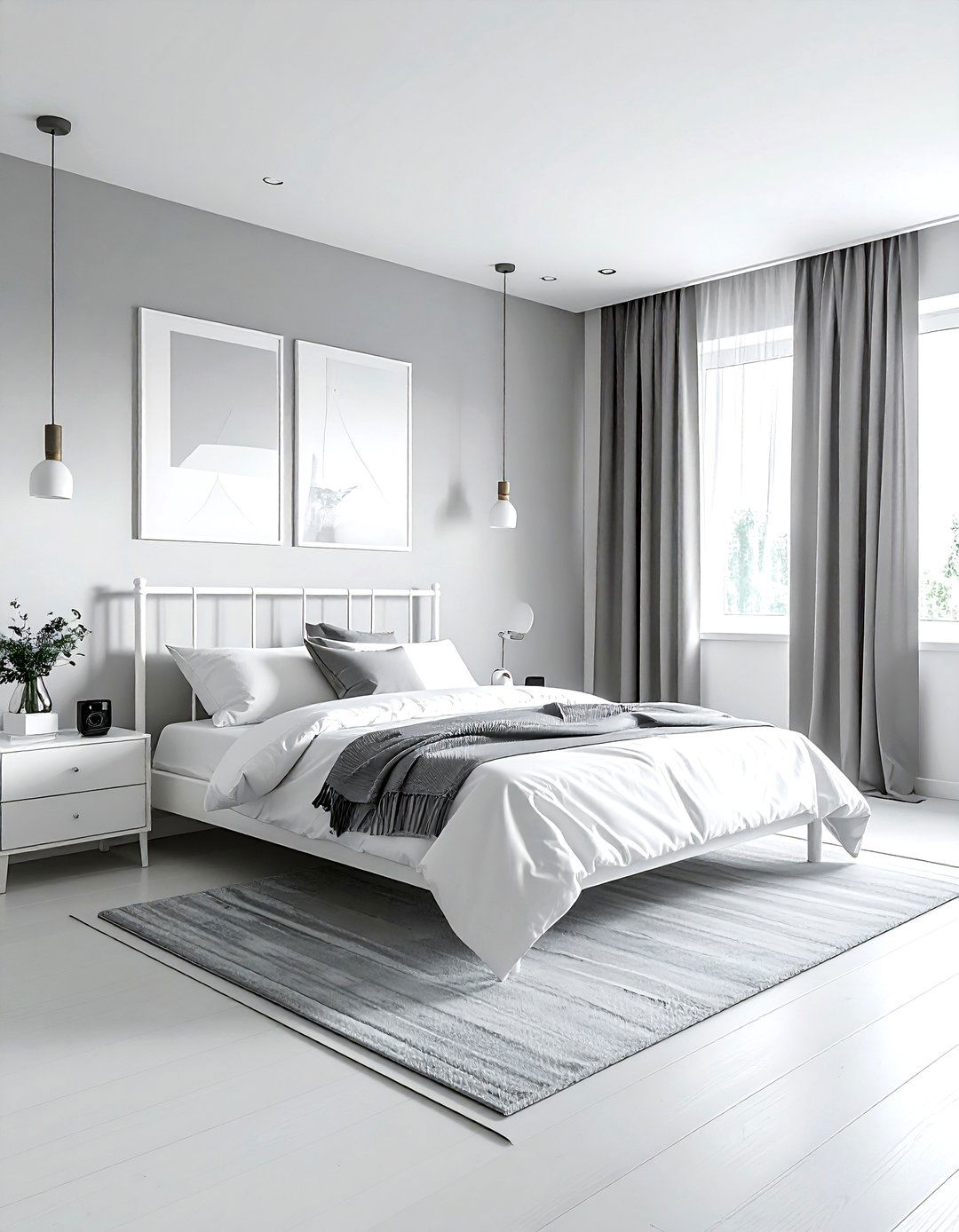 Grey and white bedroom - 30 grey bedroom decor ideas