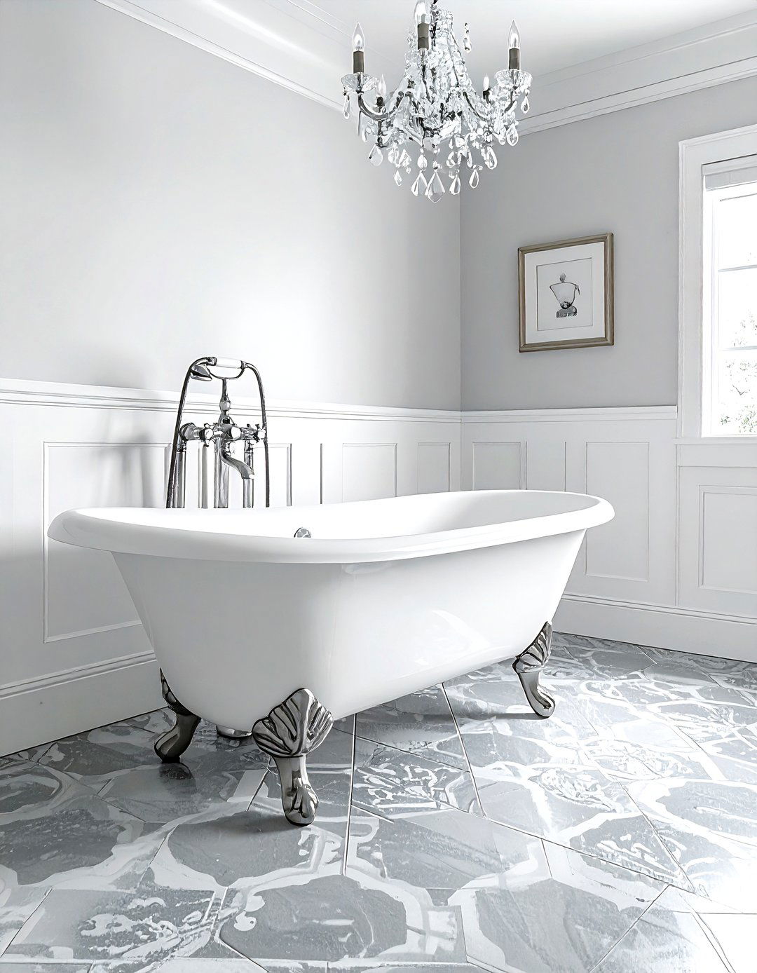 Grey and white clawfoot tub bathroom - 30 grey and white bathroom ideas