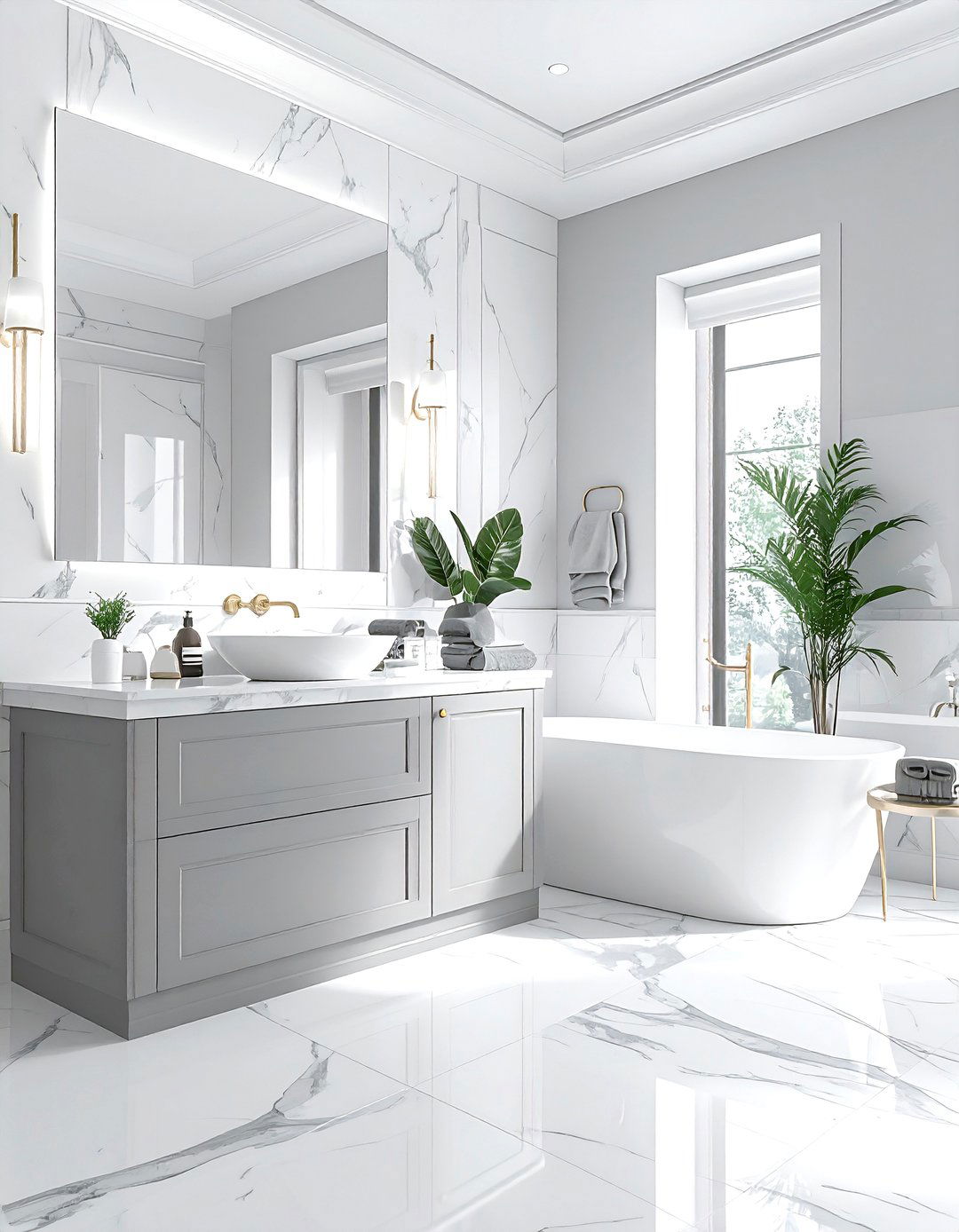 Grey and white marble bathroom - 30 Statuario marble bathroom ideas