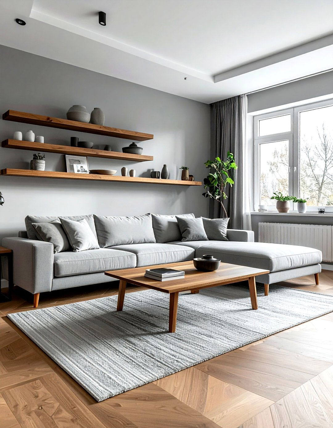 Grey and wood living room - 30 modern grey living room ideas