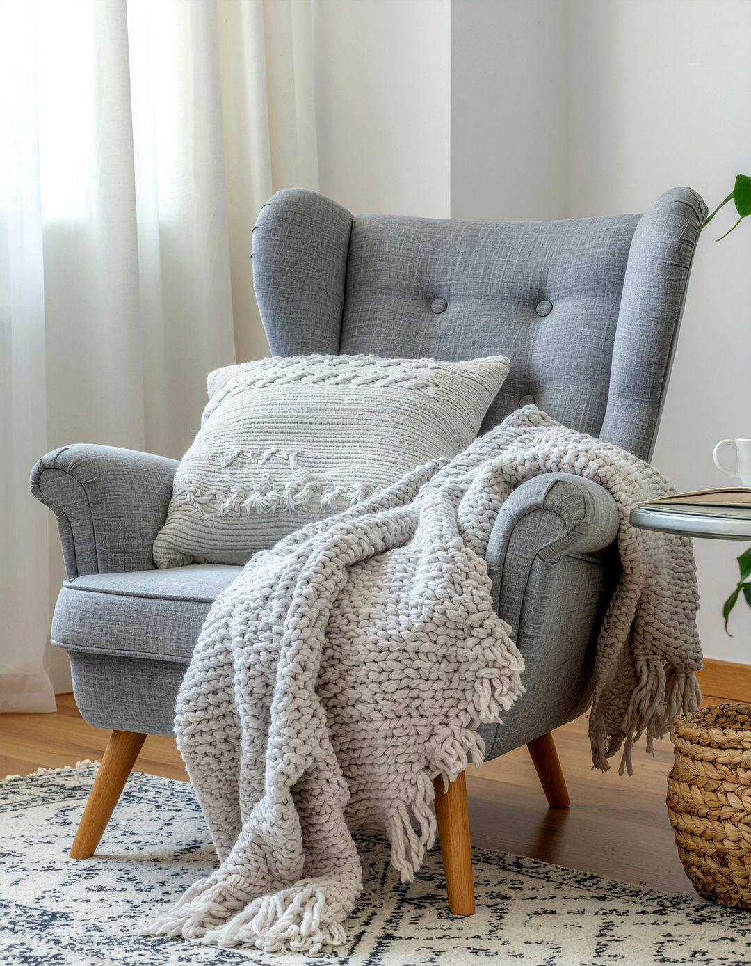 Grey armchair - 30 bedroom reading chairs