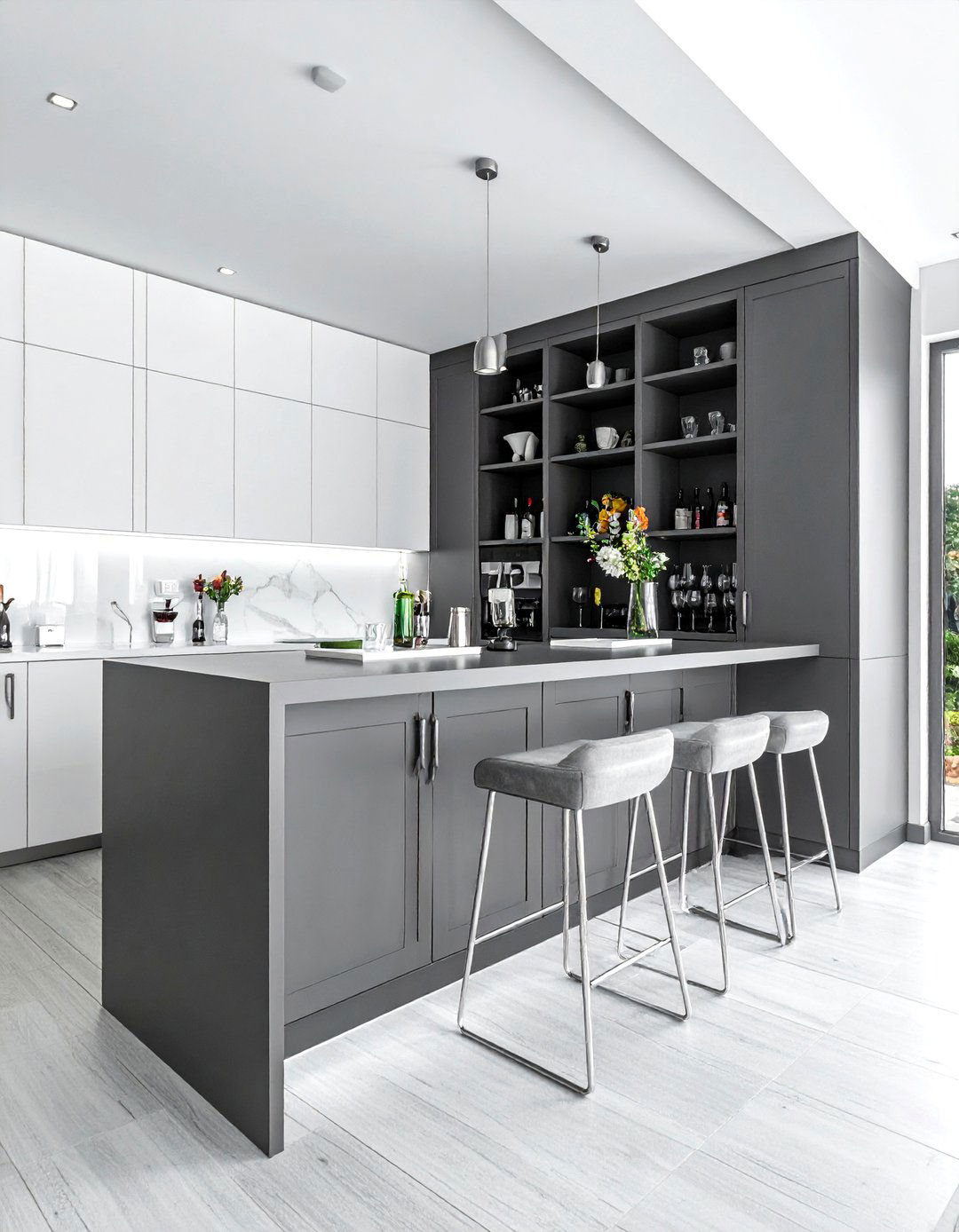 Grey bar cabinet - 30 dining room bar cabinet ideas