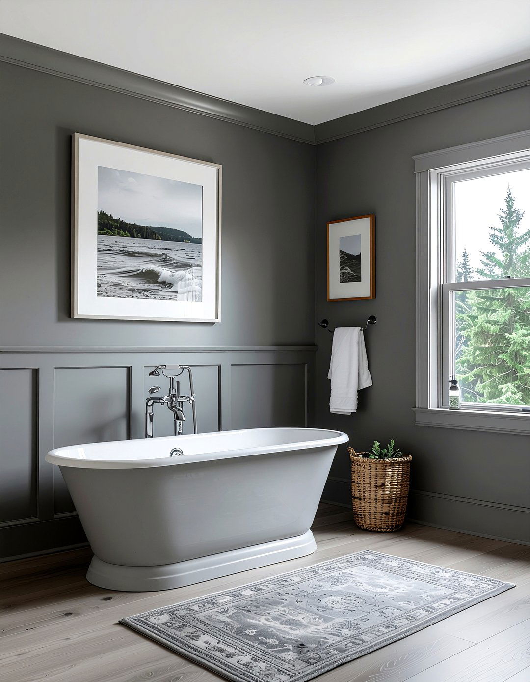 Grey bathroom picture rail - 30 bathroom picture rail ideas
