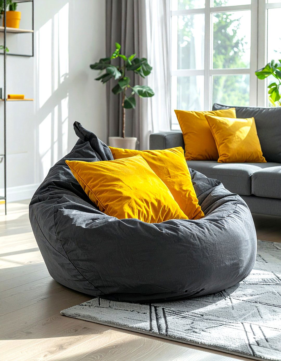 Grey bean bag chair - 30 living room bean bag ideas