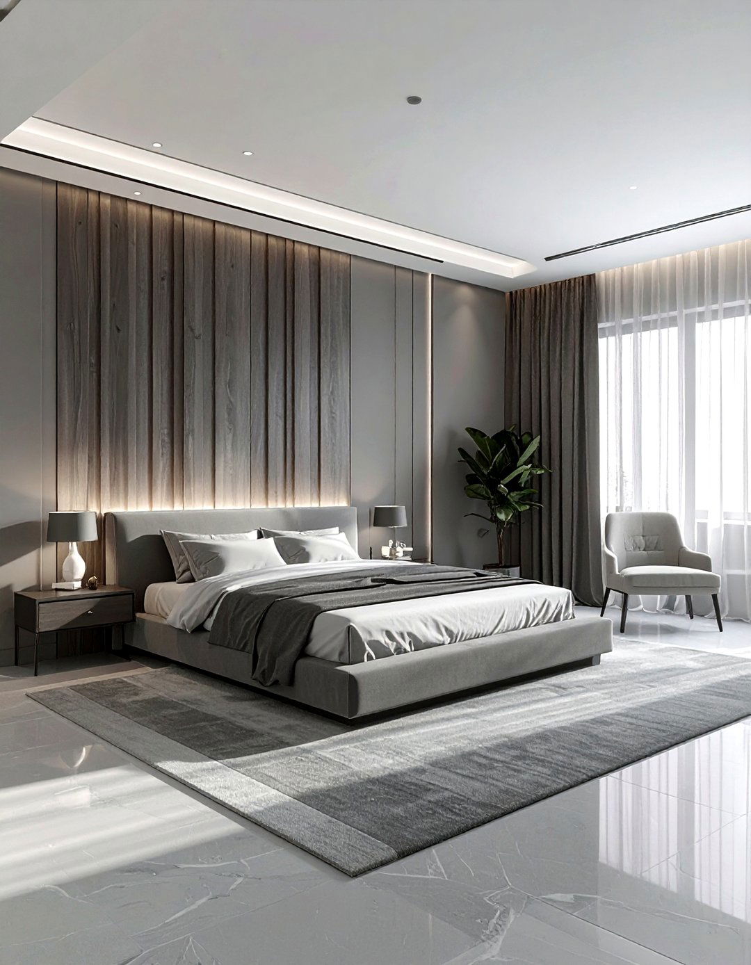 Grey bedroom wall paneling - 30 grey bedroom design ideas